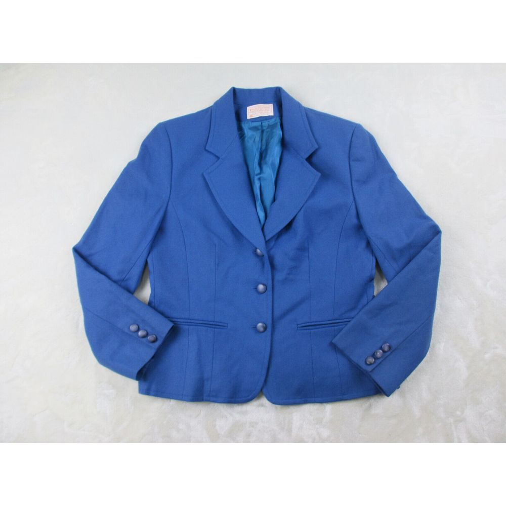 VINTAGE Pendelton Jacket Womens 8 Blue Buttons Blazer Wool Made In‎ USA Ladies*